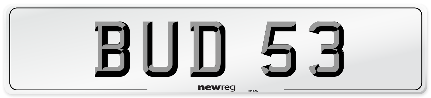 BUD 53 Number Plate from New Reg